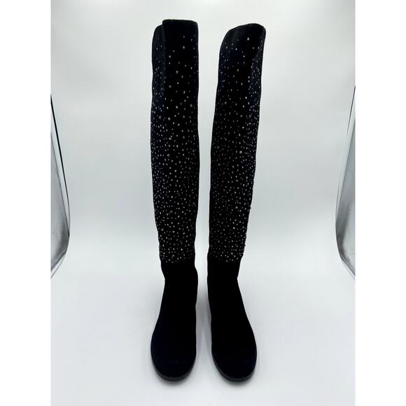 Stuart Weitzman 5050 Suede Embellished Studded Over The Knee Tall Boots size 7.5 - Picture 7 of 13